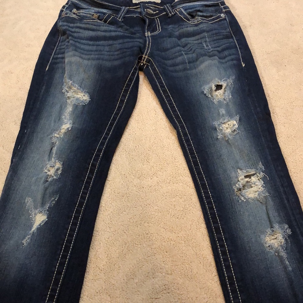 BKE Sz 27 regular Sabrina jeans with factory distressing/wiskering and fading